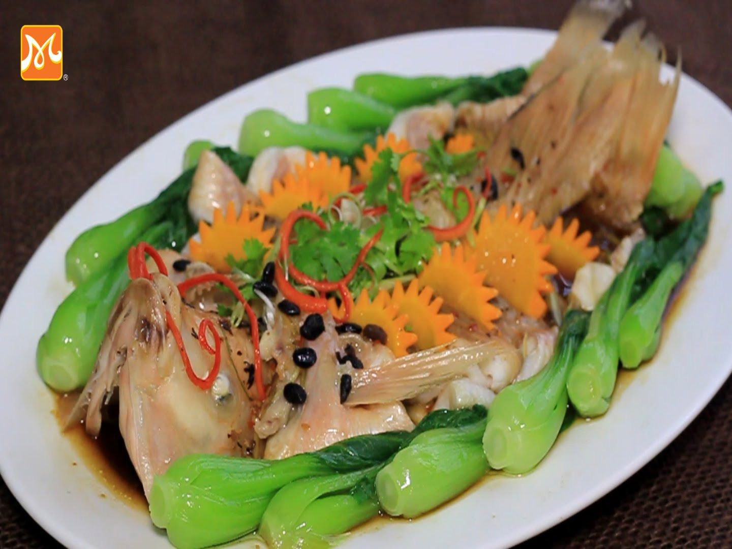 Cá điêu hồng hấp tàu xì. 100 Món ngon cùng Vua đầu bếp Christine Hà - Công thức nấu ăn